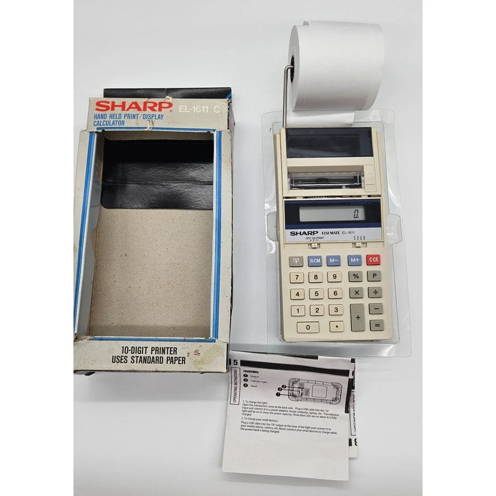 Vintage Sharp EL-1611‎ C Hand Held Print Display Calculator 10-Digit Printer